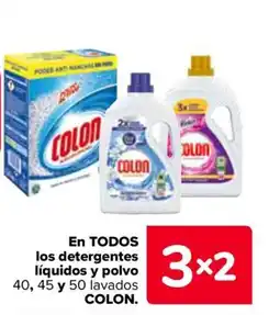 Carrefour COLON En todos los detergentes líquidos y polvo 40, 45 y 50 lavados oferta