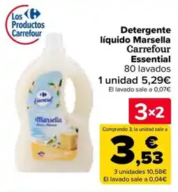 Carrefour Detergente líquido Marsella Carrefour Essential 80 lavados oferta