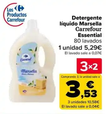 Carrefour Detergente líquido Marsella Carrefour Essential 80 lavados oferta
