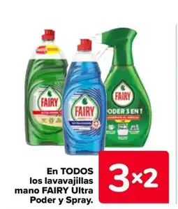 Carrefour FAIRY En todos los lavavajillas mano ultra poder y spray. oferta