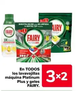 Carrefour FAIRY En todos los lavavajillas máquina platinum plus y geles oferta