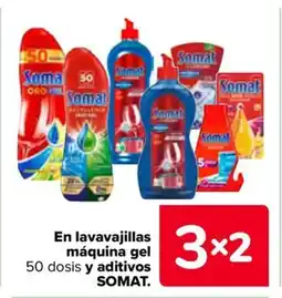 Carrefour SOMAT En lavavajillas máquina gel 50 dosis y aditivos oferta