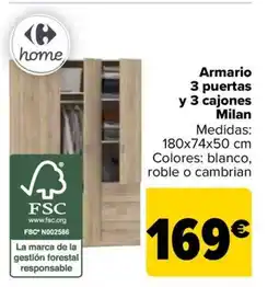 Carrefour Armario 3 puertas y 3 cajones Milan oferta