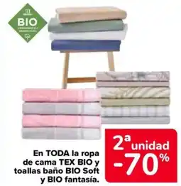 Carrefour En toda la ropa de cama tex bio y toallas baño bio soft y bio fantasía. oferta