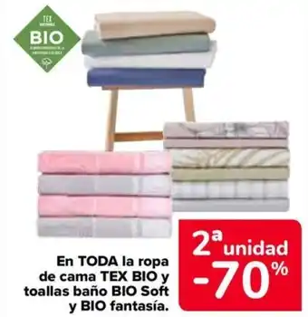 Carrefour En toda la ropa de cama tex bio y toallas baño bio soft y bio fantasía. oferta