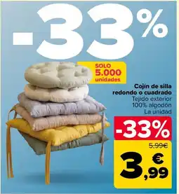 Carrefour Cojín de silla redondo o cuadrado oferta