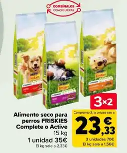 Carrefour FRISKIES Alimento seco para perros Complete o Active oferta
