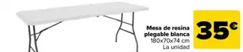 Carrefour Mesa de resina plegable blanca 180x70x74 cm oferta