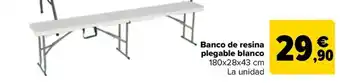 Carrefour Banco de resina plegable blanco 180x28x43 cm oferta