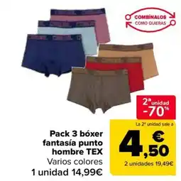 Carrefour Pack 3 bóxer fantasía punto hombre tex oferta
