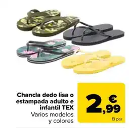 Carrefour Chancla dedo lisa o estampada adulto e infantil tex oferta