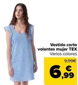 Carrefour Vestido corto volantes mujer tex oferta