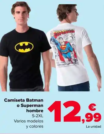 Carrefour Camiseta Batman o Superman hombre S-2XL oferta