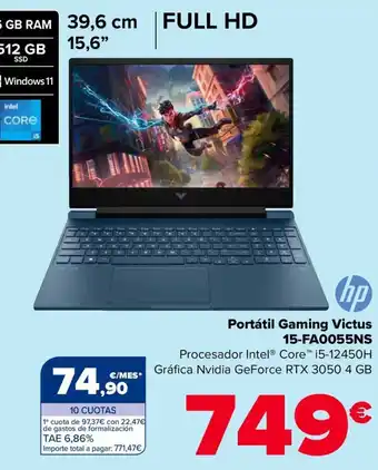 Carrefour HP Portátil Gaming Victus 15-FA0055NS oferta