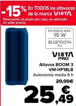 Carrefour VIETɅ PRO Altavoz BOOM 3 VM-HP18LB oferta