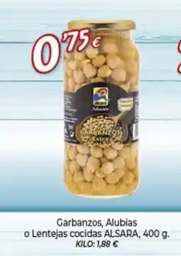 Alsara Supermercados ALSARA Garbanzos Alubias o Lentejas cocidas oferta