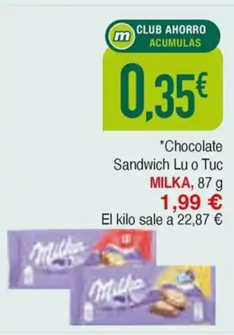 Masymas MILKA Chocolate Sandwich Lu o Tuc oferta