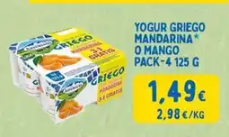 Masymas Yogur griego mandarina o mango oferta