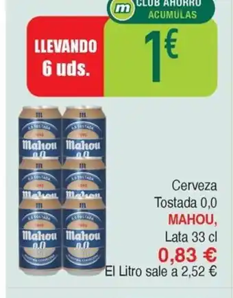 Masymas MAHOU Cerveza Tostada 0,0 oferta