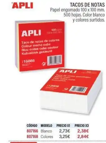 Carlin APLI TTacos de notas oferta