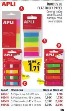 Carlin APLI Indices de plastico y papel oferta