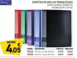 Carlin Carpetas de anillas translúcidas oferta