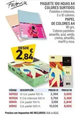 Carlin Paquete 100 hojas a4 colores surtidos oferta
