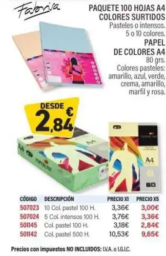 Carlin Paquete 100 hojas a4 colores surtidos oferta