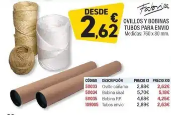Carlin Ovillos y bobinas tubos para envio oferta