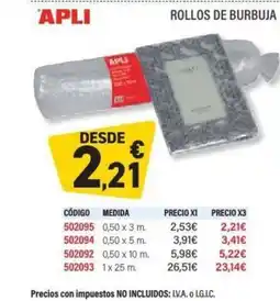 Carlin APLI Rollos de burbuja oferta