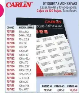 Carlin CARLIN Etiquetas adhesivas oferta