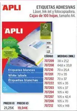 Carlin APLI Etiquetas adhesivas oferta