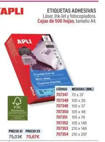Carlin APLI Etiquetas adhesivas oferta