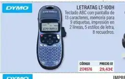 Carlin DYMO Letratag lt-100h oferta