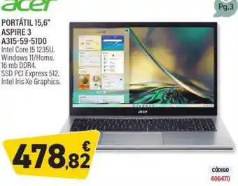 Carlin ACER Portátil 15,6" aspire 3 oferta