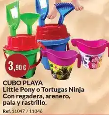 Afede Cubo playa - little pony o tortugas ninja con regadera, arenero, pala y rastrillo oferta