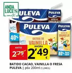 Supermercados MAS Puleva - batido cacao, vainilla o fresa oferta