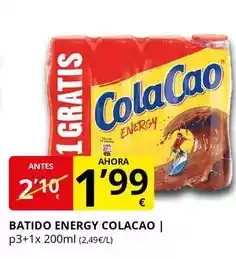 Supermercados MAS Cola cao - batido energy oferta
