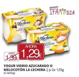 Supermercados MAS La lechera - yogur vidrio azucarado o melocoton oferta