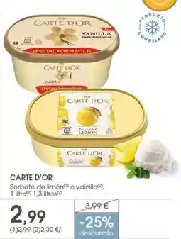 Supermercados Plaza Carte d'or - sorbete de limón o vainilla oferta