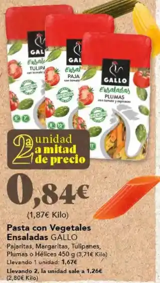 Gadis Gallo - pasta con vegetales ensaladas oferta
