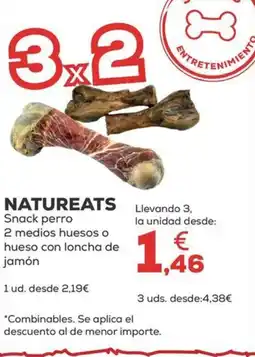 Kiwoko NATUREATS Snack perro 2 medios huesos o hueso con loncha de jamón oferta