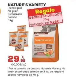 Kiwoko NATURE'S VARIETY Pienso gato No grain Esterilizado Salmón oferta