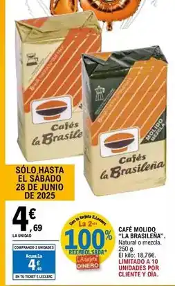 E.Leclerc La brasileña - café molido 100% brasileña oferta