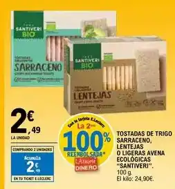 E.Leclerc Santiveri - tostadas de trigo sarraceno, lentejas o ligeras avena ecológicas oferta