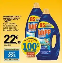 E.Leclerc Wipp - detergente gel o power caps oferta