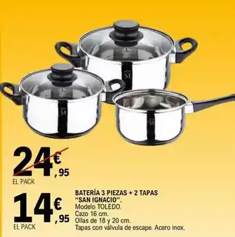 E.Leclerc San ignacio - bateria 3 piezas + 2 tapas oferta