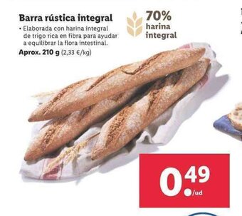 Lidl Barra rústica integral 210g oferta