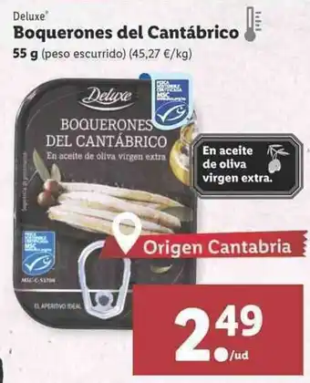 Lidl Deluxe Boquerones del Cantábrico 55g oferta