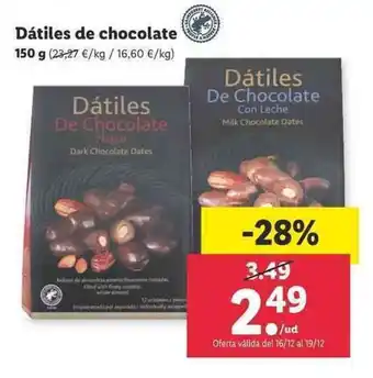 Lidl Dátiles de chocolate 150g oferta